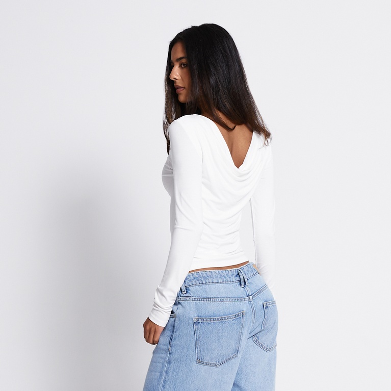 Two way draped long-sleeve top "Assia"